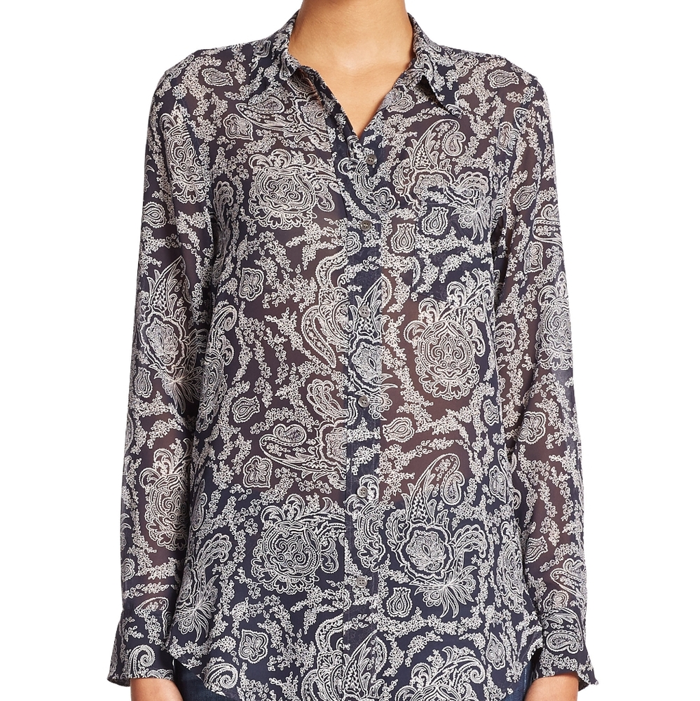 Theory Silk blue paisley 'Simara' blouse